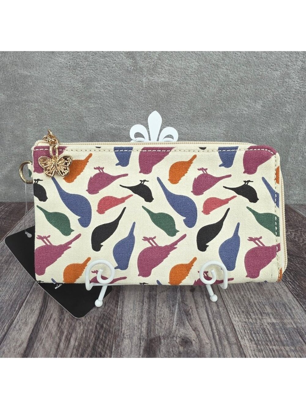 Mia K Collection Canvas Pouch Wallet Bird Print Colorful Small Travel Gift New